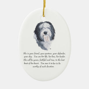 Old English Sheepdog Keepake - Female Keramik Ornament