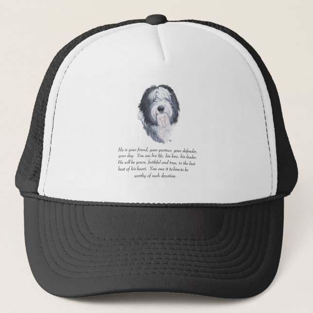 Old English Sheepdog Keepake - Männlich Truckerkappe (Vorderseite)