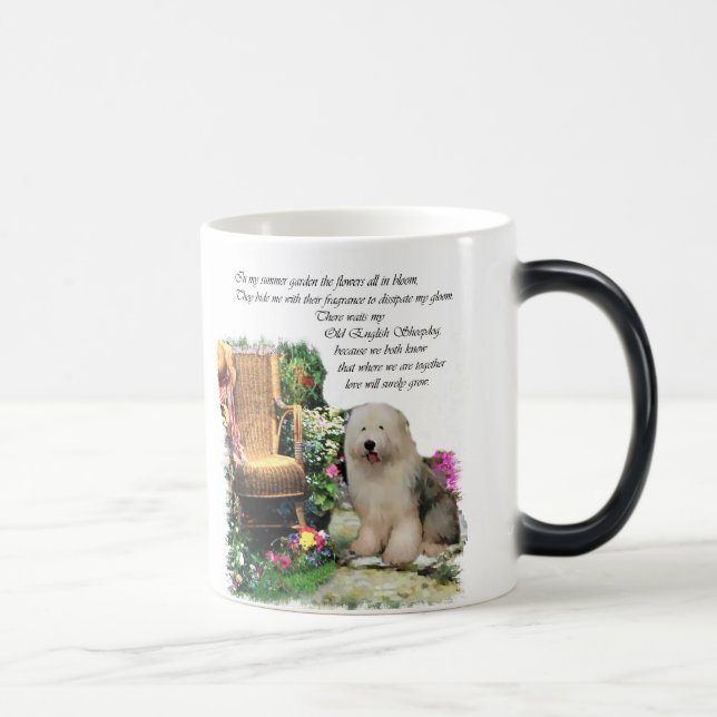 Old English Sheepdog Kunstgeschenke Verwandlungstasse (Rechts)
