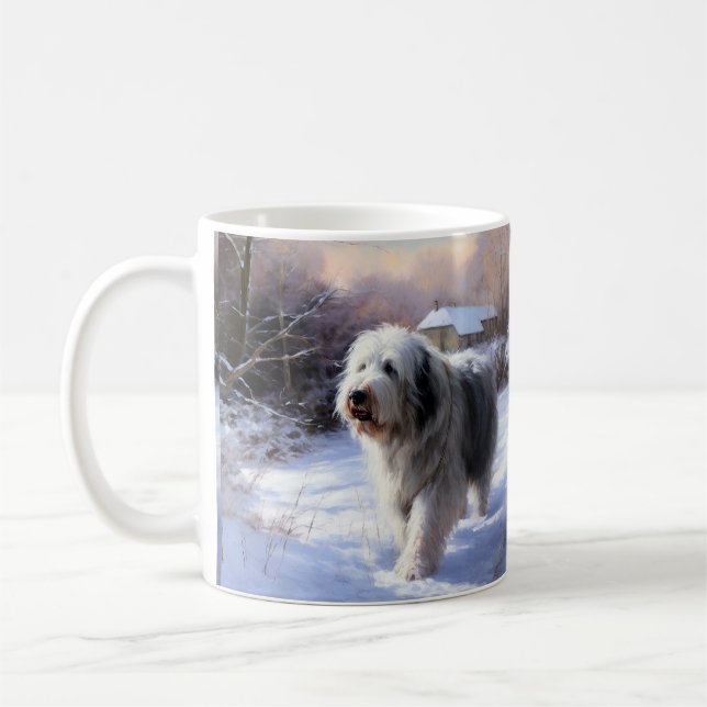 Old English Sheepdog lässt es schlafen Weihnachten Kaffeetasse (Links)