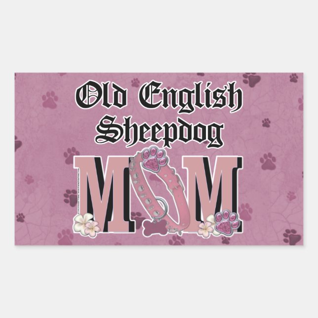 Old English Sheepdog MAMA Rechteckiger Aufkleber (Vorderseite)