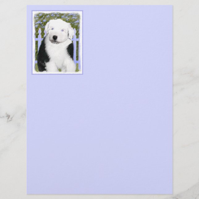 Old English Sheepdog Puppy Painting - Dog Art (Vorderseite)