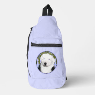 Old English Sheepdog Puppy Painting Dog Art Crossbody Bag