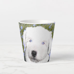 Old English Sheepdog Puppy Painting - Dog Art Milchtasse