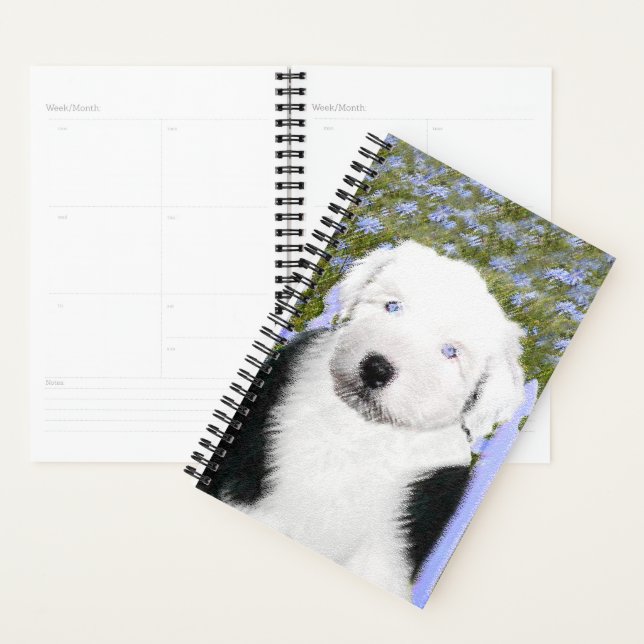 Old English Sheepdog Puppy Painting - Dog Art Planer (Anzeige)
