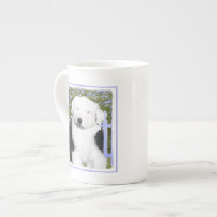 Old English Sheepdog Puppy Painting - Dog Art Prozellantasse
