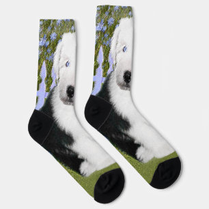 Old English Sheepdog Puppy Painting - Dog Art Socken