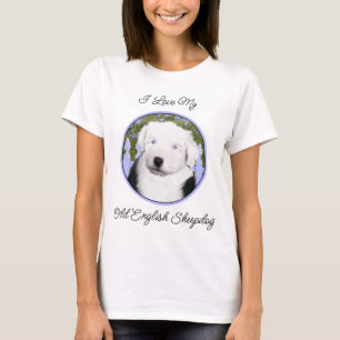 Old English Sheepdog Puppy Painting - Dog Art T-Shirt