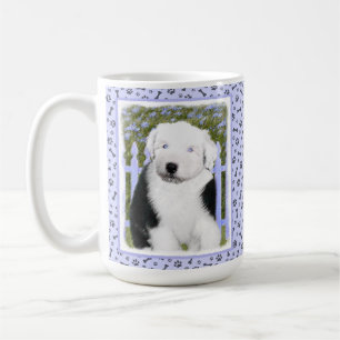 Old English Sheepdog Puppy Painting - Hundekunst Kaffeetasse