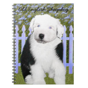 Old English Sheepdog Puppy Painting - Hundekunst Notizblock