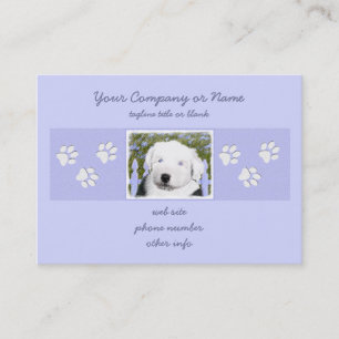 Old English Sheepdog Puppy Painting - Hundekunst Visitenkarte