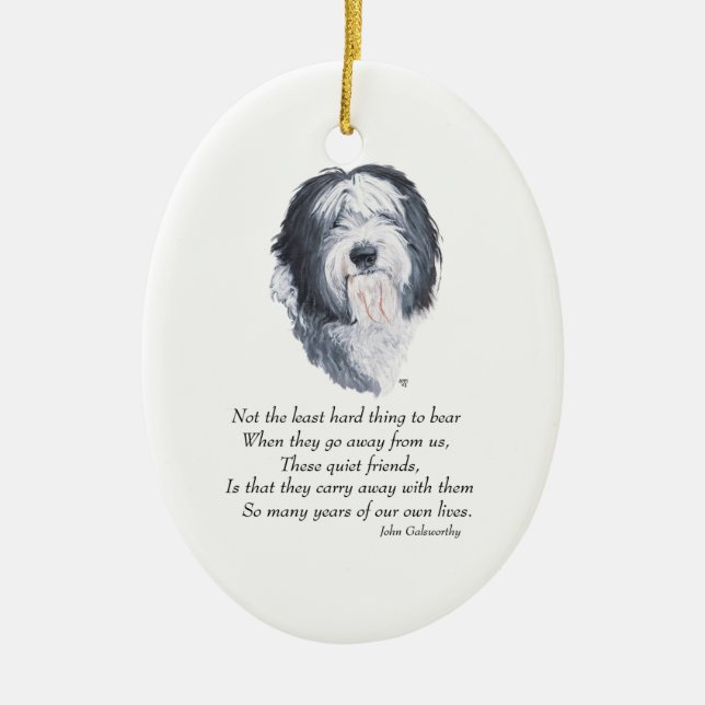 Old English Sheepdog Rainbow Bridge Keramikornament (Vorne)