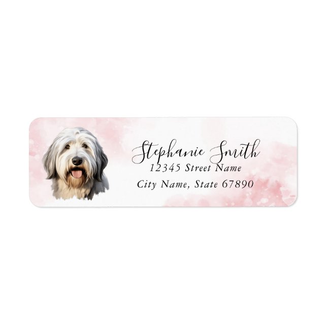 Old English Sheepdog Rücksendeadressen-Aufkleber (Vorne)