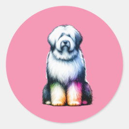 Old English Sheepdog Runder Aufkleber