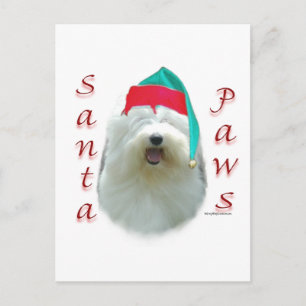 Old English Sheepdog Santa Paws Feiertagspostkarte