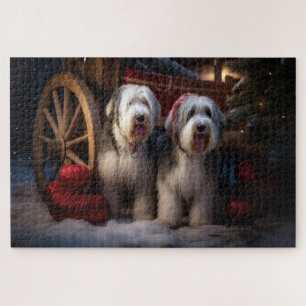 Old English Sheepdog Snowy Sleigh Weihnachtsdekor
