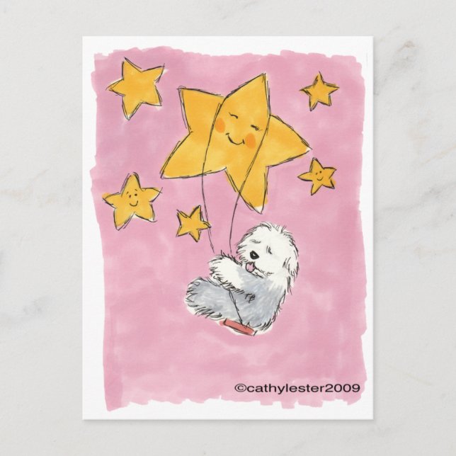 Old English Sheepdog Star Postkarte (Vorderseite)