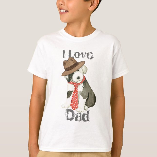 Old English Sheepdog Vater T-Shirt (Vorderseite)