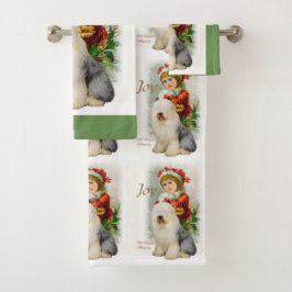 Old English Sheepdog Weihnachten Badhandtuch Set