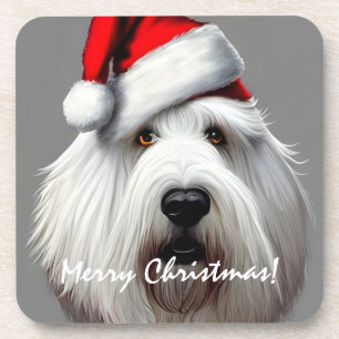 Old English Sheepdog Weihnachten Getränkeuntersetzer