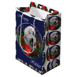 Old English Sheepdog Weihnachten Mittlere Geschenktüte