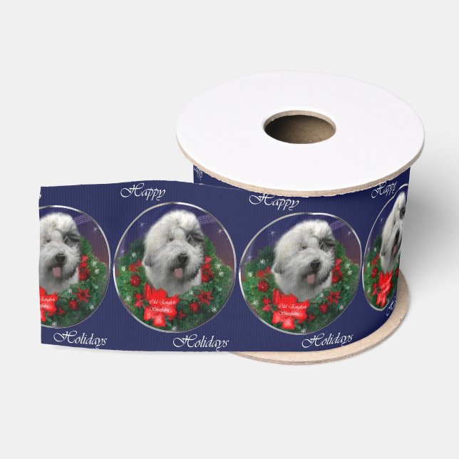 Old English Sheepdog Weihnachten Ripsband (Spule)