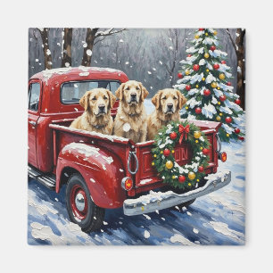 Old English Sheepdog Weihnachten Roter LKW Urlaub Magnet