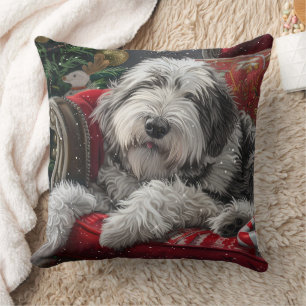 Old English Sheepdog Weihnachts-Festival Kissen