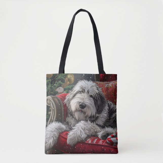 Old English Sheepdog Weihnachts-Festival Tasche (Vorderseite)