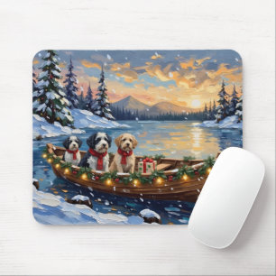 Old English Sheepdog Weihnachtsboot Urlaub Mousepad