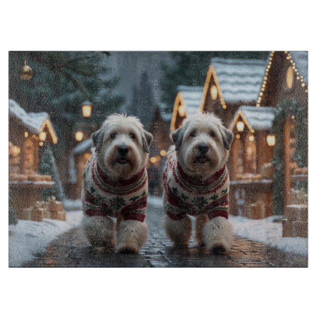 Old English Sheepdogs Christmas Snow Holiday Schneidebrett (Vorderseite)