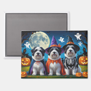 Old English Sheepdogs Pumpkin Halloween Funny Magnet