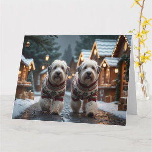 Old English Sheepdogs Weihnachtsschnee Holiday Karte