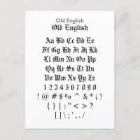 Old English - Zazzle Schriftart Sampler Sheet