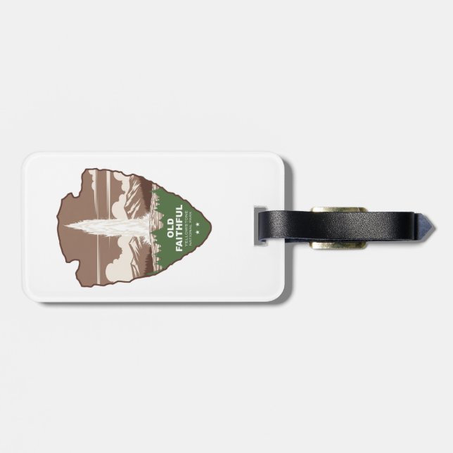 Old Faithful Yellowstone National Park Arrowhead Gepäckanhänger (Rückseite horizontal)