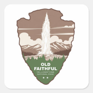 Old Faithful Yellowstone-Nationalpark Pfeilspitze Quadratischer Aufkleber