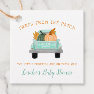 Old Farm Truck Zwei Pumpkins Fall Twins Baby Dusch Geschenkanhänger
