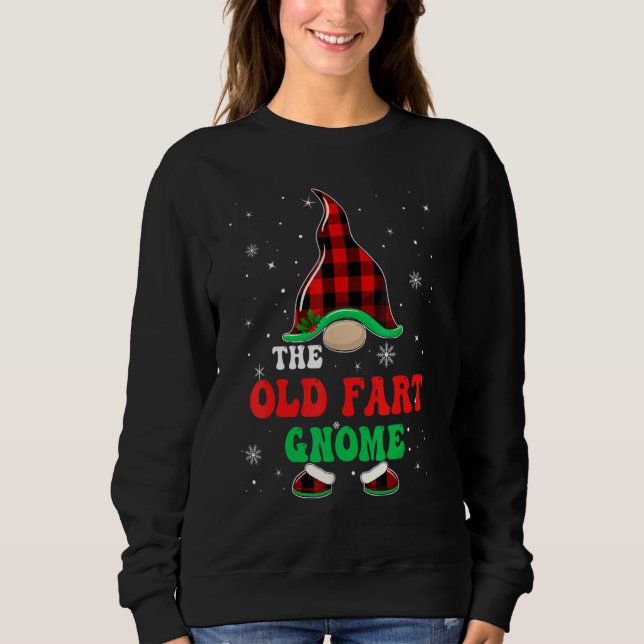 Old Fart Gnome Buffalo Plaid Matching Christmas Gr Sweatshirt (Vorderseite)