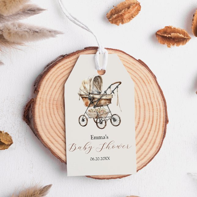 Old Fashion Baby Carriage Blume Soft Pastell Geschenkanhänger (Old Fashion Baby Carriage Flowers Soft Pastel Gift Tags
)