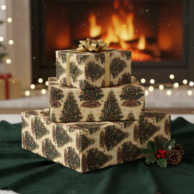 Old-Fashioned Christmas Tree Vintage Holiday Geschenkpapier (Von Creator hochgeladen)