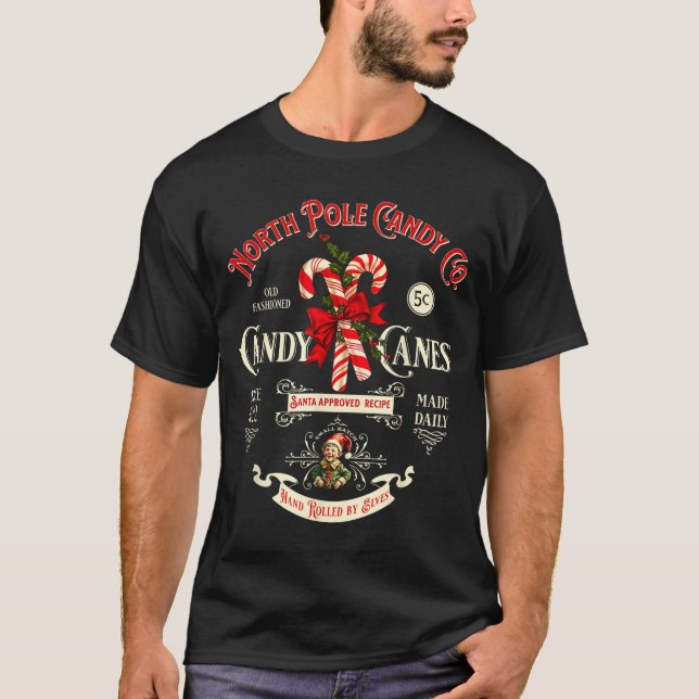 Old Fashioned North Le Candy Cane Company Elf Chri T-Shirt (Vorderseite)