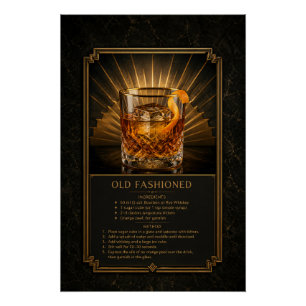 Old Fashioned Rezeptposter   Bar Kunst Poster