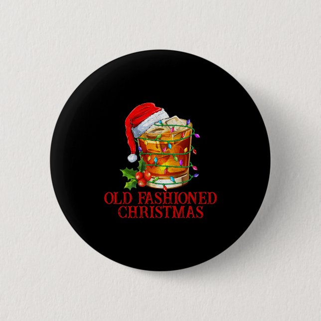 Old Fashioned Whiskey Christmas Funny Bourbon Tail Button (Vorderseite)