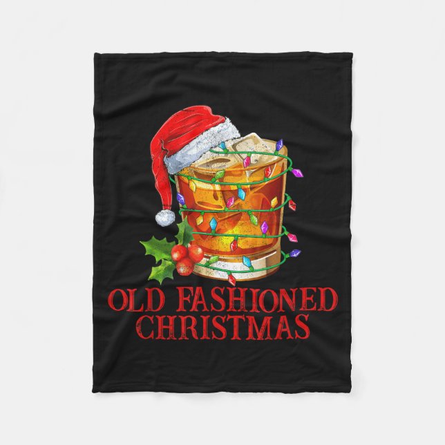 Old Fashioned Whiskey Christmas Funny Bourbon Tail Fleecedecke (Vorderseite)