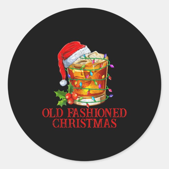 Old Fashioned Whiskey Christmas Funny Bourbon Tail Runder Aufkleber (Vorderseite)
