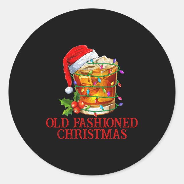Old Fashioned Whiskey Christmas Funny Bourbon Tail Runder Aufkleber (Vorderseite)