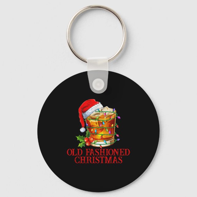 Old Fashioned Whiskey Christmas Funny Bourbon Tail Schlüsselanhänger (Vorderseite)