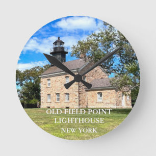 Old Field Point Lighthouse, New York Round Clock Runde Wanduhr