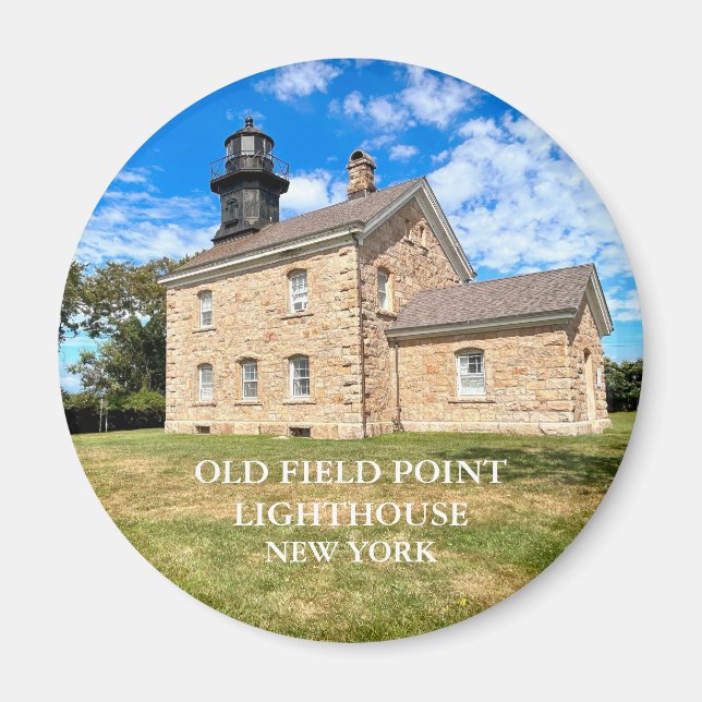 Old Field Point Lighthouse, New York Round Magnet (Devant)