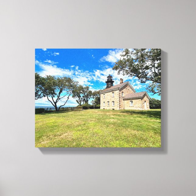 Old Field Point Lighthouse New York Wrapped Canvas Leinwanddruck (Vorderseite)